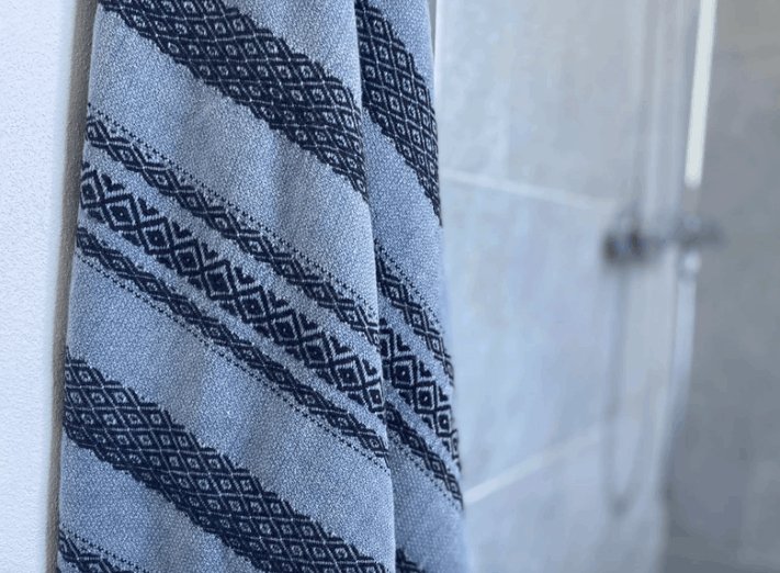 Hamam håndklæde – Blå / mønster – 90×180 - VIAMAJA.DK