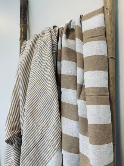 Hammam håndklæde – Beige strib - VIAMAJA.DK