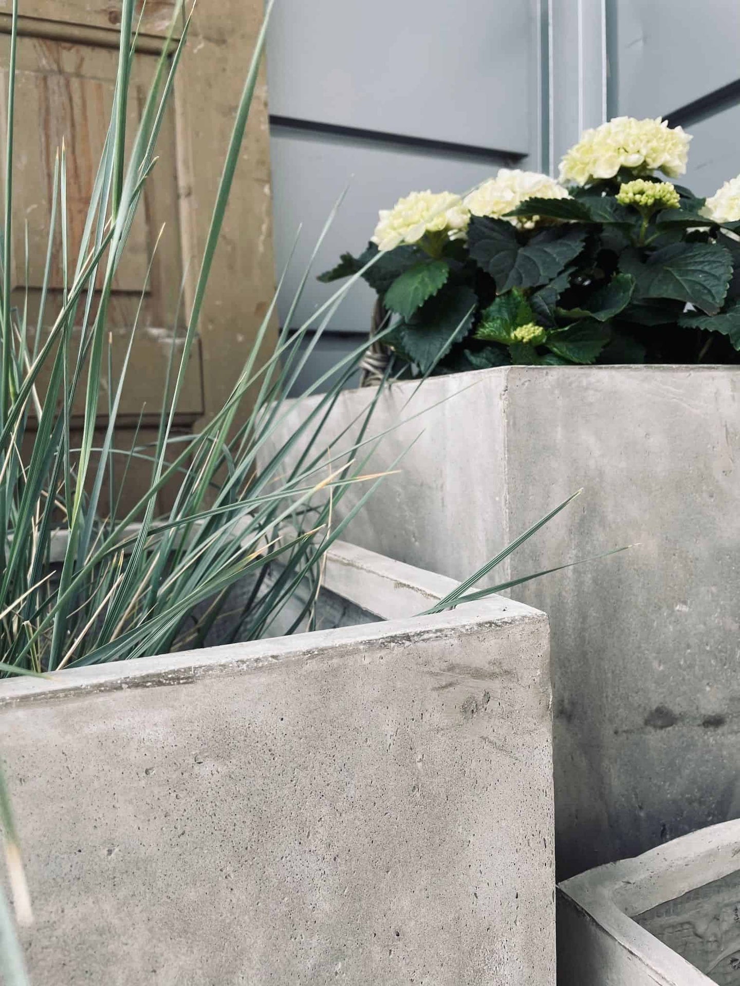 Havekrukke Sæt med 4 plantekasser - Beton - AFHENT I BUTIK - VIAMAJA.DK