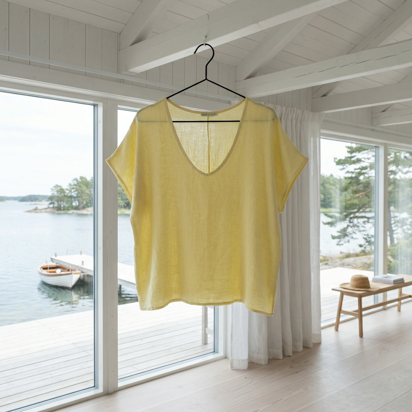 T-skjorte Cozy linblanding - Gul