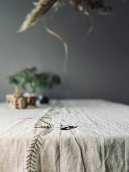 Juledug i hør mix - 140x240cm - VIAMAJA.DK