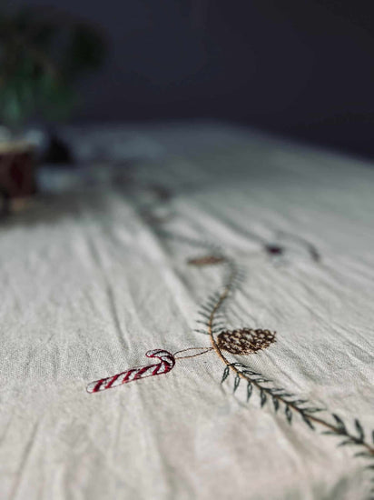 Juledug i hør mix - 140x240cm - VIAMAJA.DK