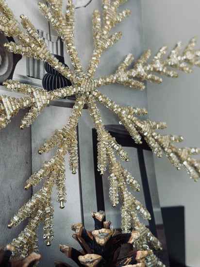 Juleophæng Snefnug mix guld 35cm - VIAMAJA.DK