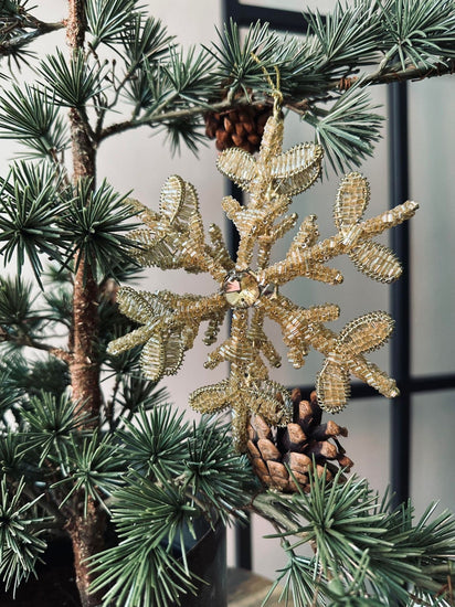 Juleophæng Snefnug mix guld - VIAMAJA.DK
