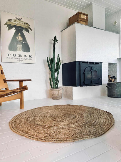 Jute gulvtæppe Ø150 cm - VIAMAJA.DK