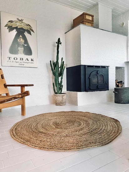 Jutetæppe Ø120 cm - VIAMAJA.DK