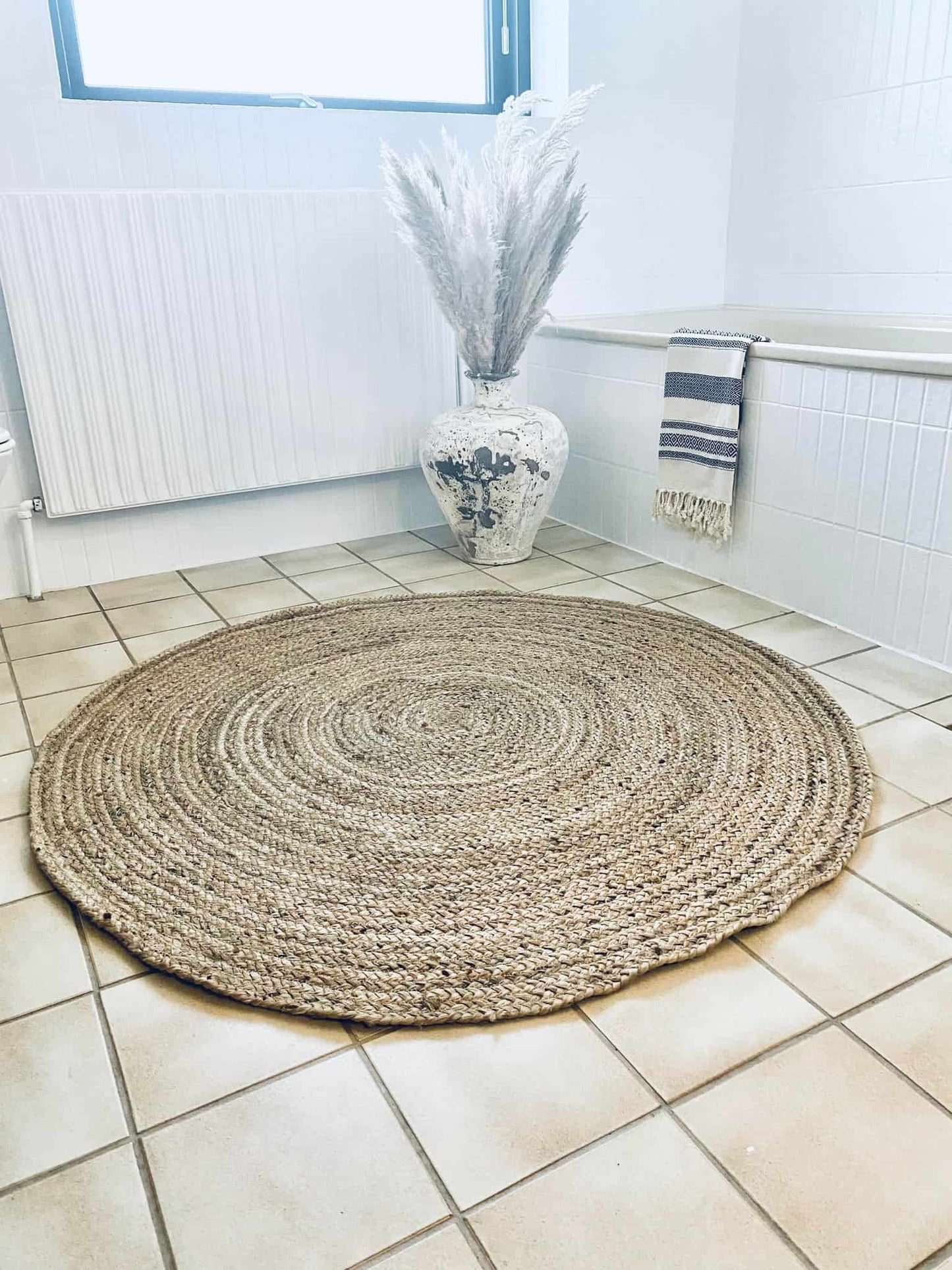 Jutetæppe Ø120 cm - VIAMAJA.DK