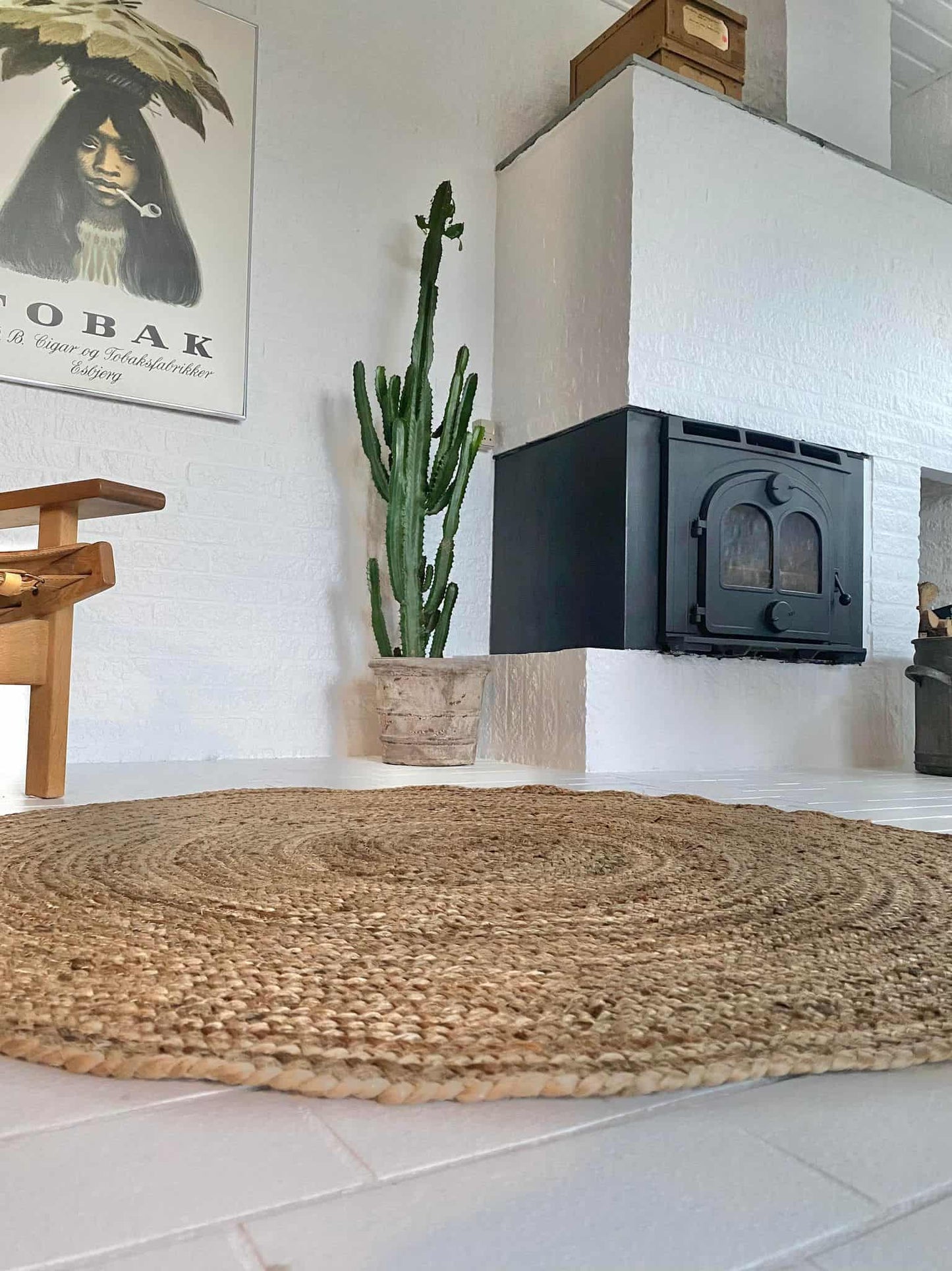 Jutetæppe Ø120 cm - VIAMAJA.DK