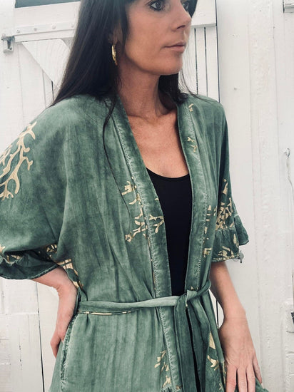 Kimono – Green / Gold - VIAMAJA.DK