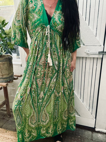 Kjole Boheme Green - VIAMAJA.DK