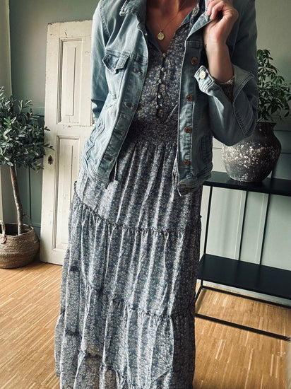 Kjole m. Smock – Dusty blue - VIAMAJA.DK