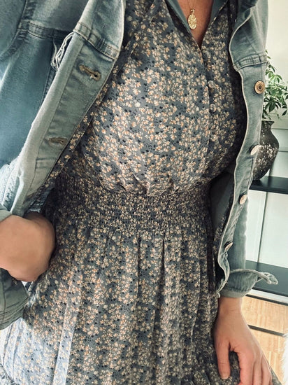 Kjole m. Smock – Dusty blue - VIAMAJA.DK