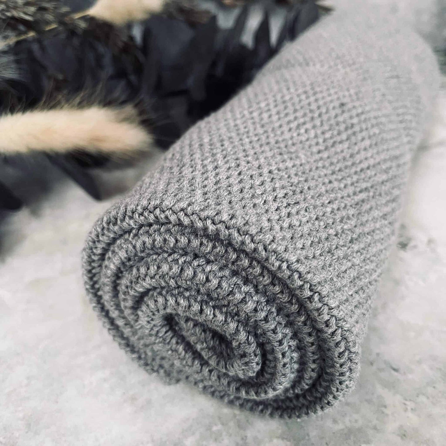 Køkkenhåndklæde strik 60×40 cm – Grå - VIAMAJA.DK
