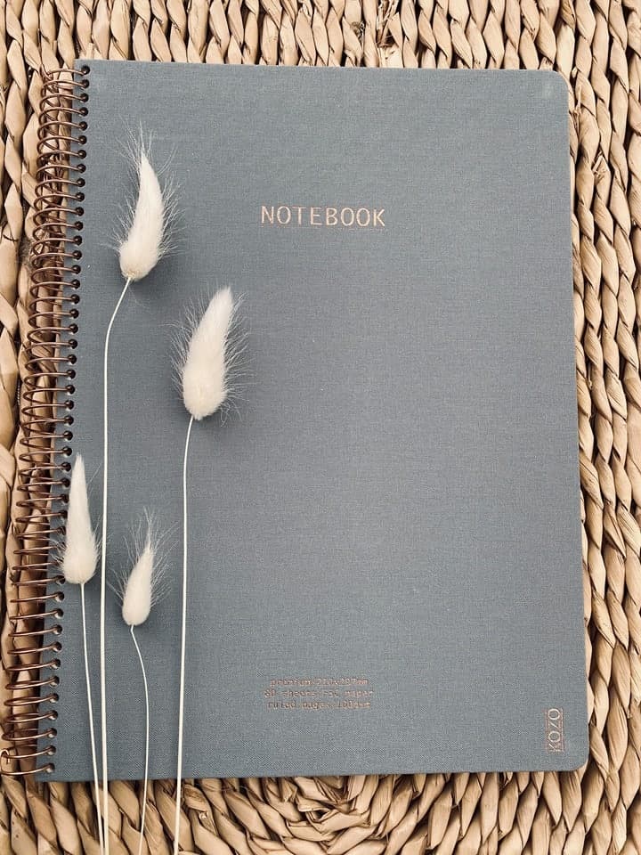 KOZO Notebook A4 linieret - Dusty Blue - VIAMAJA