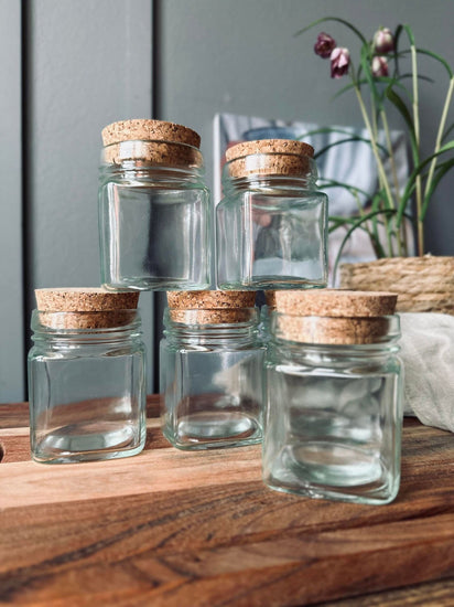 Krydderiglas m. kork 160ml – pakke med 6 stk - VIAMAJA.DK