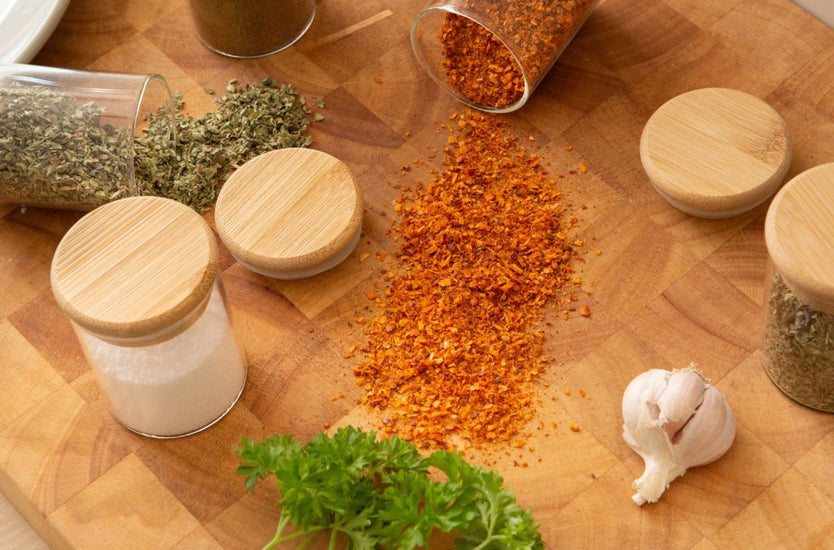 Krydderiglas med bambuslåg – 6 stk - VIAMAJA.DK