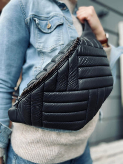 Læder bumbag STRIPE - Blød lammeskind - VIAMAJA.DK