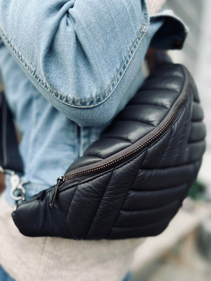 Læder bumbag STRIPE - Blød lammeskind - VIAMAJA.DK