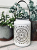 Lanterne med solceller - White metal