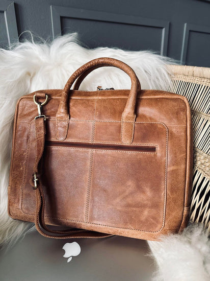 Laptop / arbejdstaske VINTAGE Cognac - VIAMAJA.DK