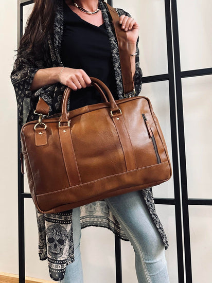 Laptop Cognac - Soft leather Unisex - VIAMAJA.DK