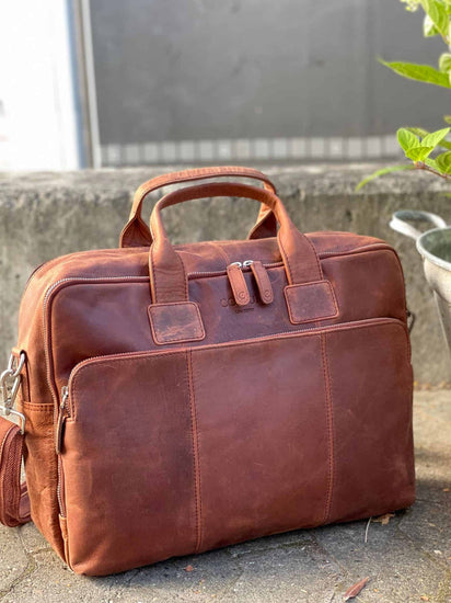 Laptop taske - Cognac recycling - VIAMAJA.DK