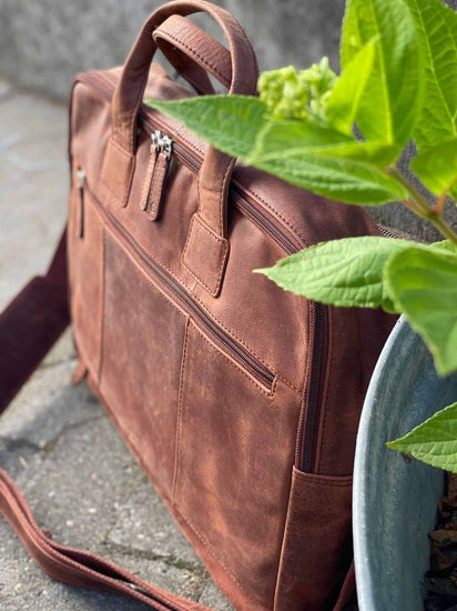 Laptop taske - Cognac recycling - VIAMAJA.DK