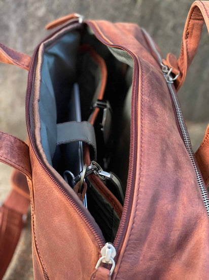 Laptop taske - Cognac recycling - VIAMAJA.DK