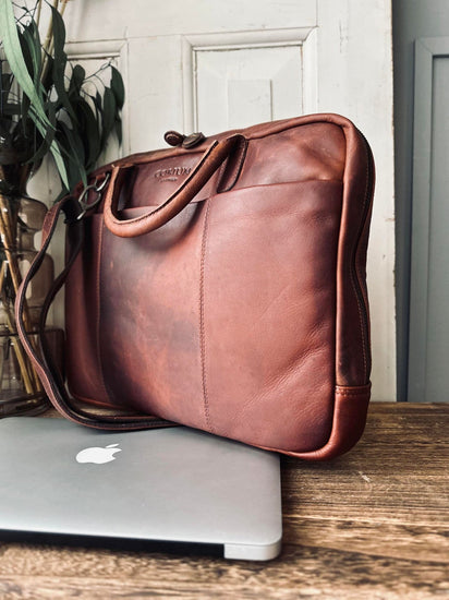 Laptop taske slim - Vintage Brown - VIAMAJA.DK