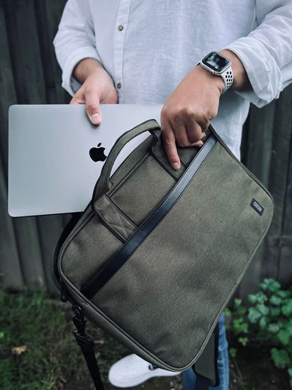 Laptoptaske Oliven - Genanvendt plastflasker - VIAMAJA.DK