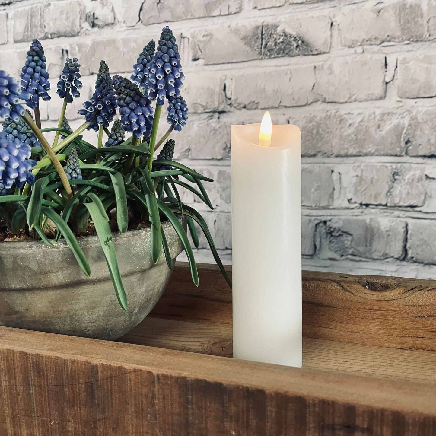 LED Bloklys – 20cm – med 3D væge - VIAMAJA.DK