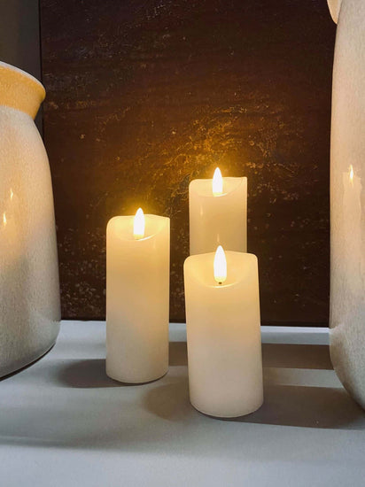 LED Bloklys – Gaveæske med 3 stk. – Inkl. fjernbetjening - VIAMAJA.DK