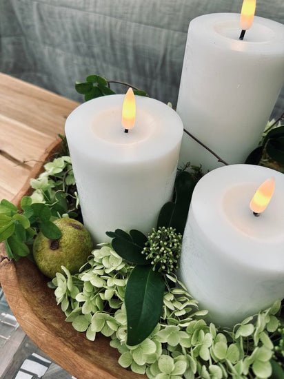 LED Bloklys / Hvid – 3 stk Rustik lys - VIAMAJA.DK