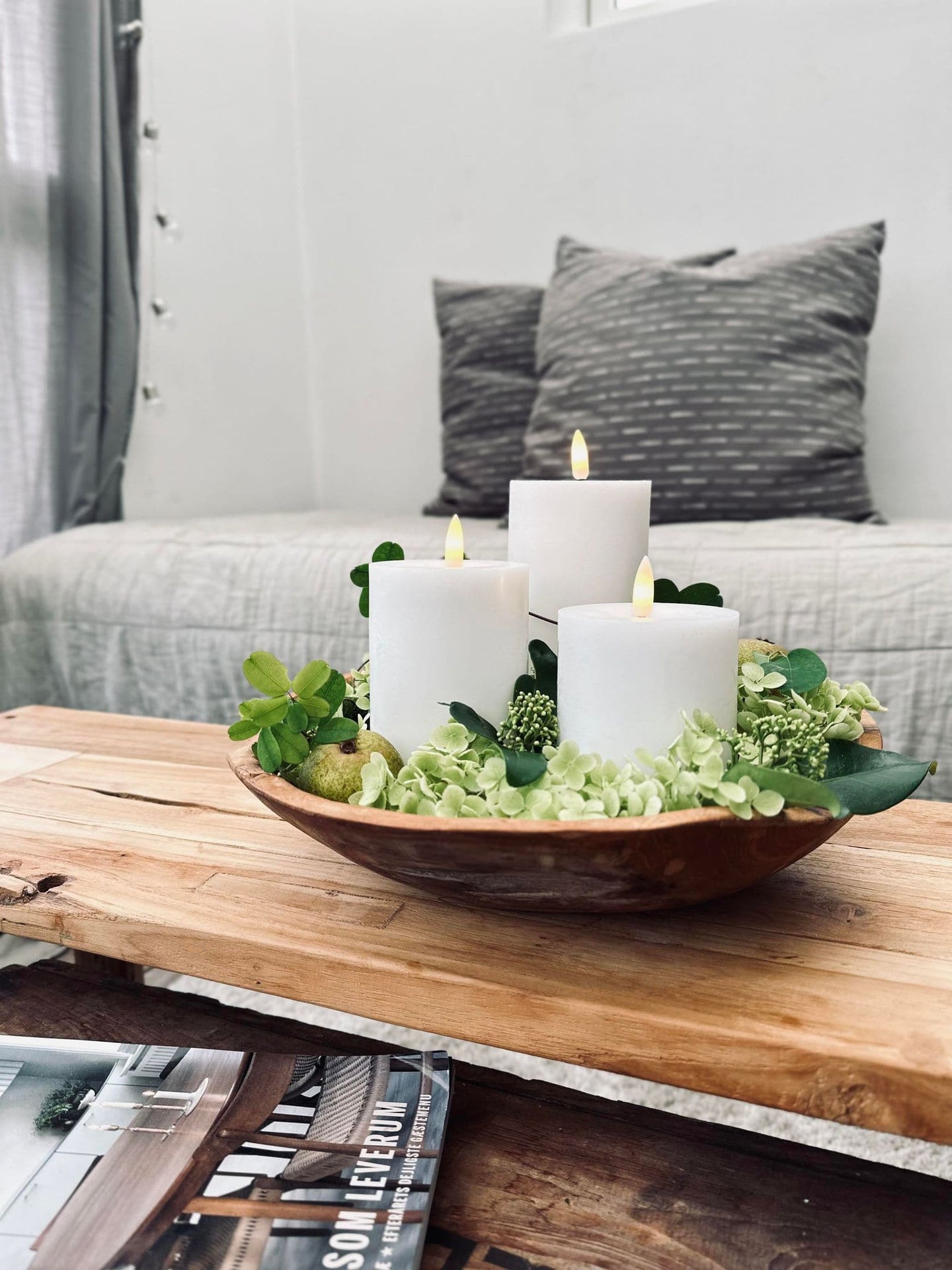 LED Bloklys / Hvid – 3 stk Rustik lys - VIAMAJA.DK