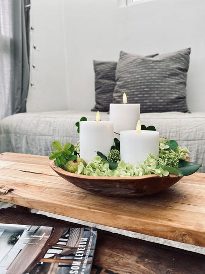 LED Bloklys / Hvid – 3 stk Rustik lys - VIAMAJA.DK