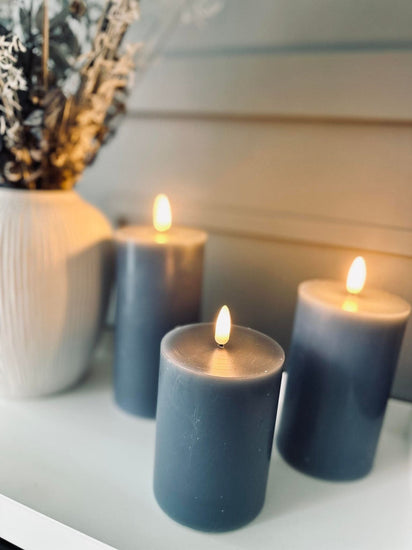 LED Bloklys / INDIGO 3 stk – Inkl. fjernbetjening - VIAMAJA.DK