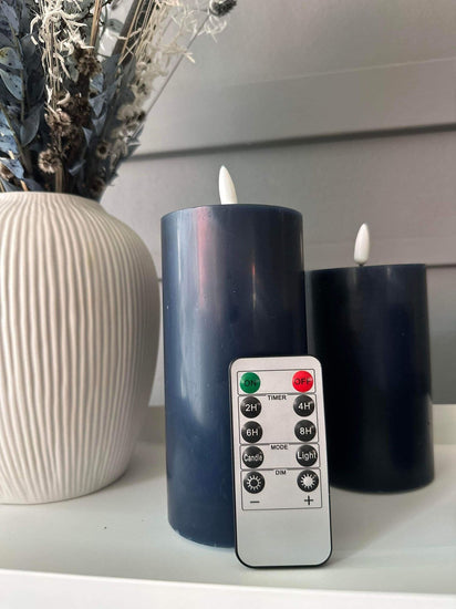LED Bloklys / Navy 3 stk. Lys – Inkl. fjernbetjening - VIAMAJA.DK