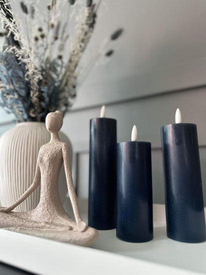 LED Bloklys / Navy 3 stk. Lys – Inkl. fjernbetjening - VIAMAJA.DK