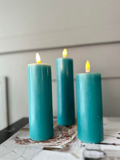 LED Bloklys / PETROL 3 stk. Lys – Inkl. fjernbetjening - VIAMAJA.DK