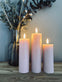 LED Bloklys / Rosa – 3 stk. Lys – Inkl. fjernbetjening - VIAMAJA.DK