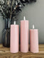 LED Bloklys / Rosa – 3 stk. Lys – Inkl. fjernbetjening - VIAMAJA.DK