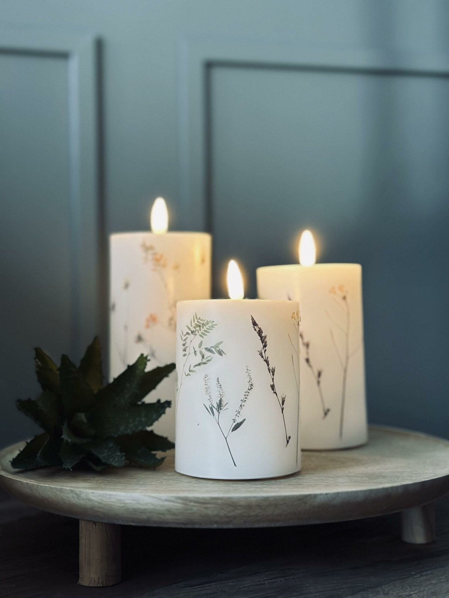 LED bloklys WILD FLORA – Sæt m. 3 stk og fjernbetjening - VIAMAJA.DK