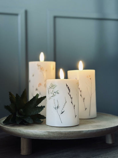 LED bloklys WILD FLORA – Sæt m. 3 stk og fjernbetjening - VIAMAJA.DK