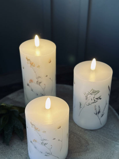 LED bloklys WILD FLORA – Sæt m. 3 stk og fjernbetjening - VIAMAJA.DK