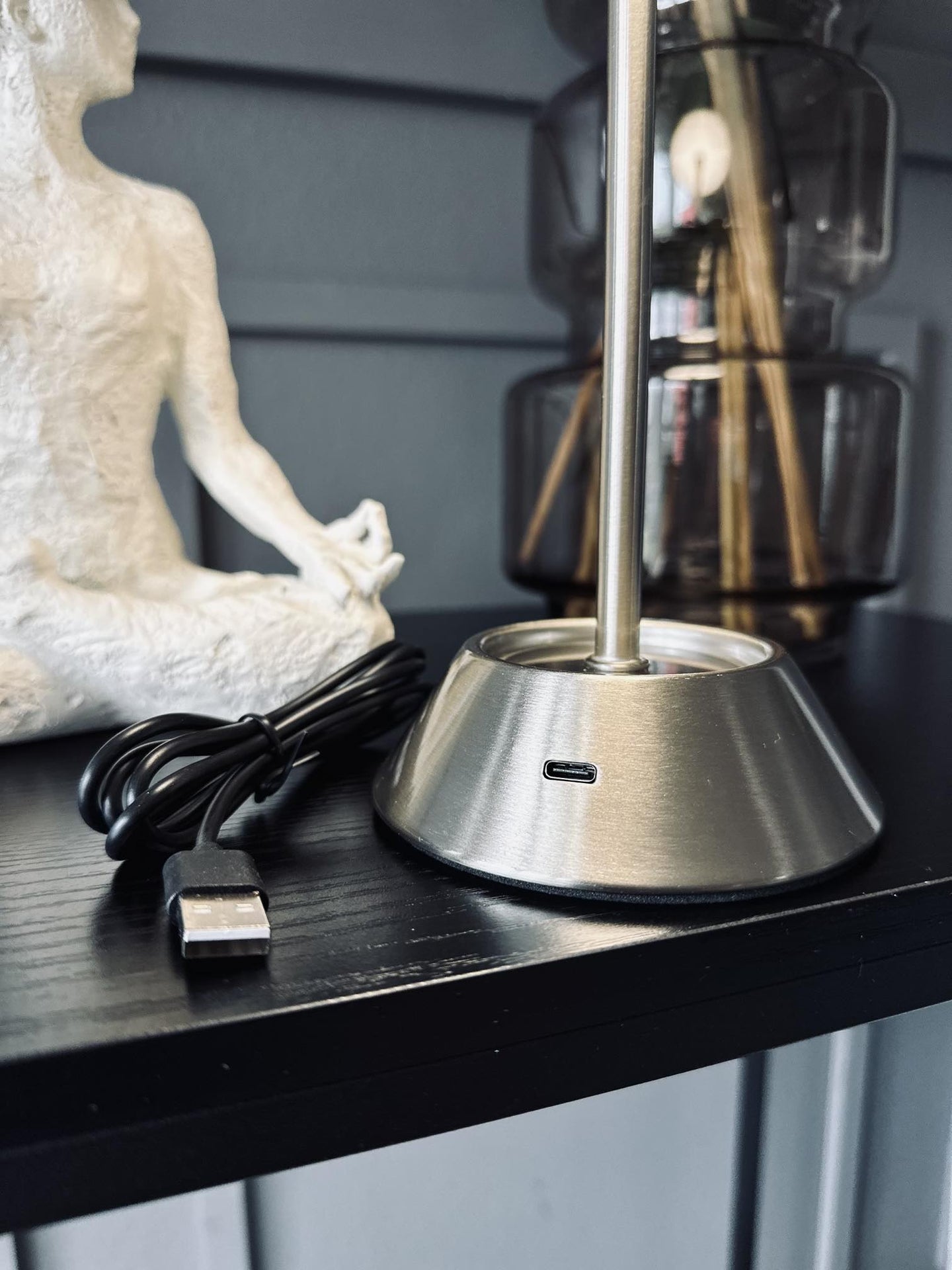 LED bordlampe Silver – genopladelig 2 stk - VIAMAJA.DK