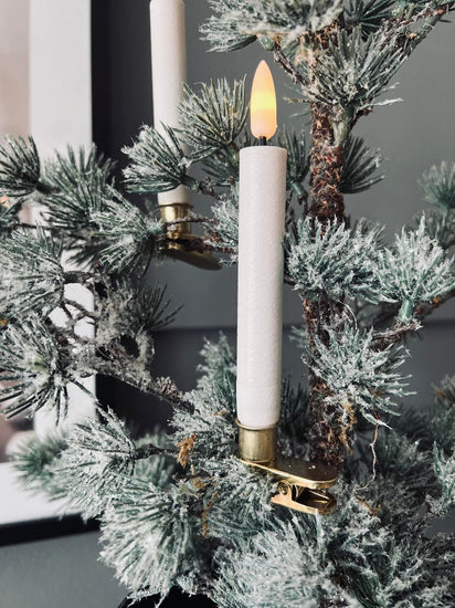 LED Juletræslys 10 stk m. Messingholder og fjernbetjening - VIAMAJA.DK