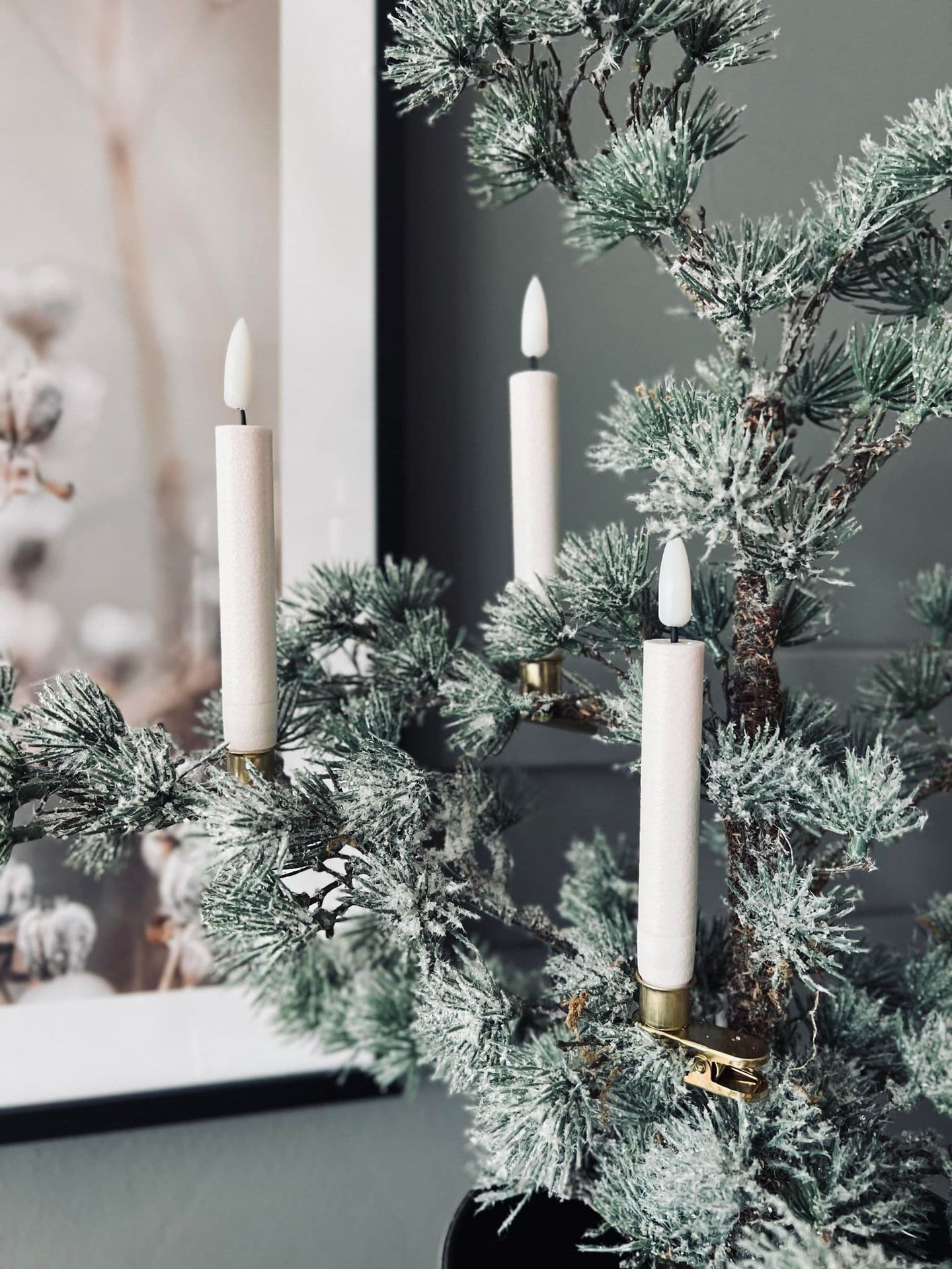 LED Juletræslys 10 stk m. Messingholder og fjernbetjening - VIAMAJA.DK