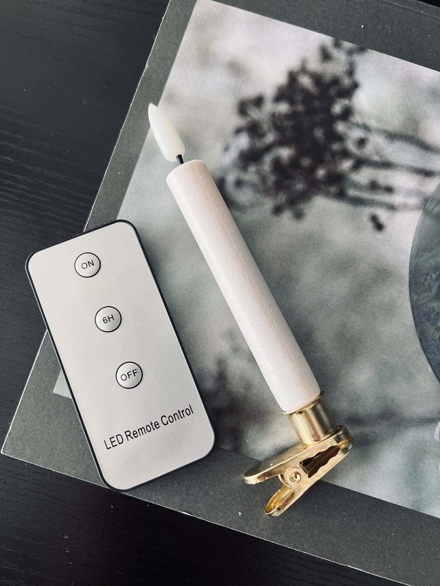 LED Juletræslys 10 stk m. Messingholder og fjernbetjening - VIAMAJA.DK