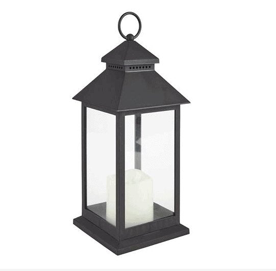 LED Lanterne i plast m. timer - 30cm - Sort - VIAMAJA.DK