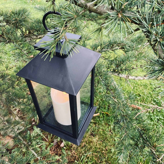 LED Lanterne med Bloklys og timer - Godkendt til inde og ude - VIAMAJA.DK